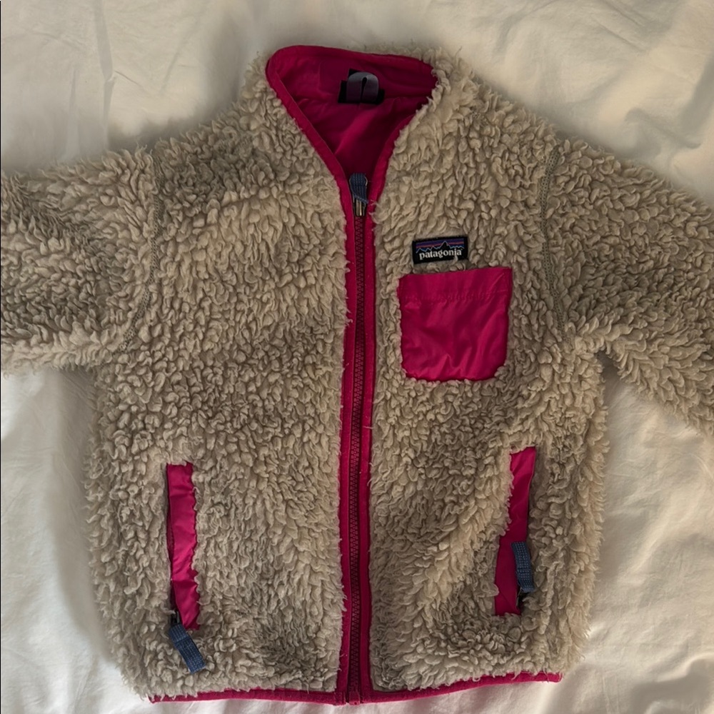 Patagonia Kids Fleece Jacket - Cream and Pink